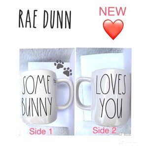 NEW ⭐️ RAE DUNN ❤️ + ❤️ Cream Mug ‘Some Bunny Loves You’